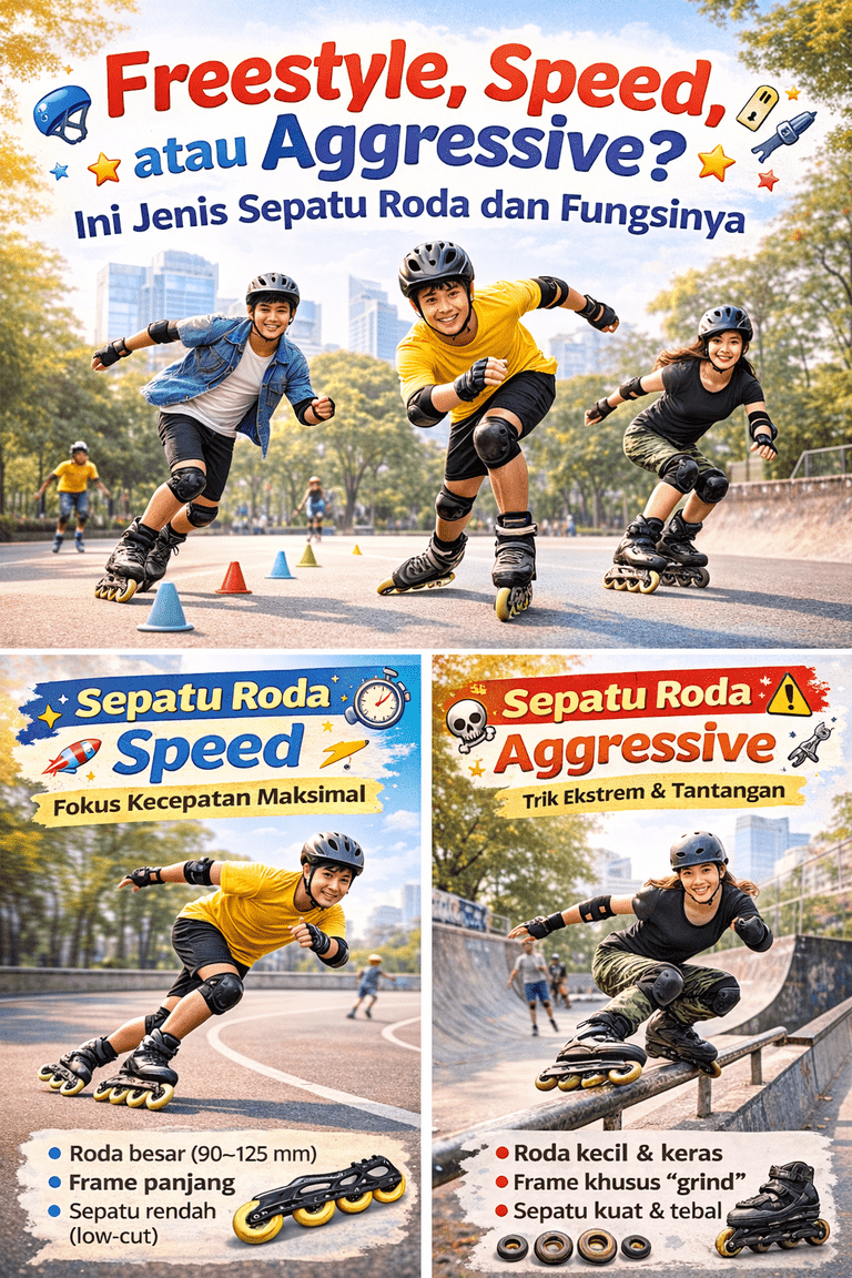 Freestyle, Speed, atau Aggressive Ini Jenis Sepatu Roda dan Fungsinya